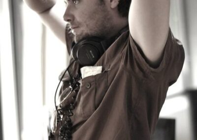 Brad Saville on the set of Regretting Fish (2010)